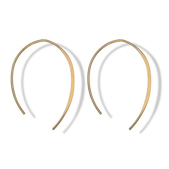 Gold Upside Down ‘U’ Ear Wire Earrings - Picture 2 of 5